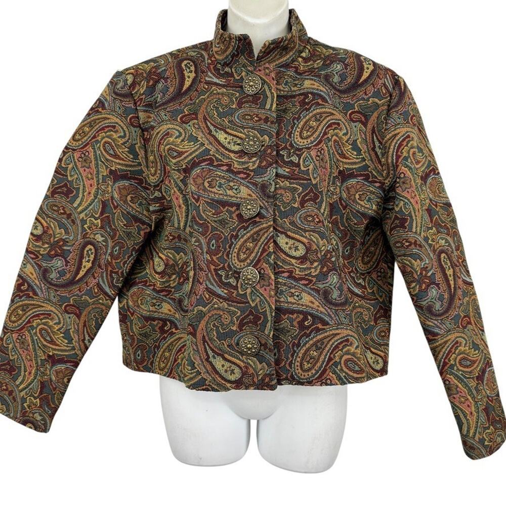 Painted Pony Uniquely USA Made Tapestry Vintage Paisley Jacket Blazer Womens XL